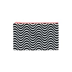 Black White Wave Pattern Wavy Water Seamless Cosmetic Bag (XS) from ArtsNow.com Front