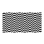 Black White Wave Pattern Wavy Water Seamless Satin Wrap 35  x 70 