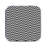 Black White Wave Pattern Wavy Water Seamless Square Metal Box (Black)