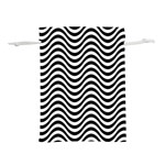 Black White Wave Pattern Wavy Water Seamless Lightweight Drawstring Pouch (S)