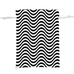 Black White Wave Pattern Wavy Water Seamless Lightweight Drawstring Pouch (XL)