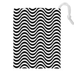 Black White Wave Pattern Wavy Water Seamless Drawstring Pouch (4XL)