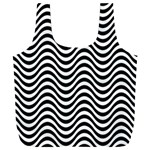 Black White Wave Pattern Wavy Water Seamless Full Print Recycle Bag (XXL)