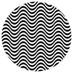 Black White Wave Pattern Wavy Water Seamless Round Trivet