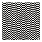 Black White Wave Pattern Wavy Water Seamless Banner and Sign 4  x 4 