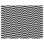 Black White Wave Pattern Wavy Water Seamless Premium Plush Fleece Blanket (Medium)