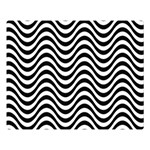 Black White Wave Pattern Wavy Water Seamless Premium Plush Fleece Blanket (Large)