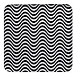 Black White Wave Pattern Wavy Water Seamless Square Glass Fridge Magnet (4 pack)