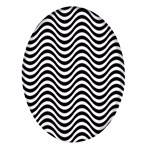 Black White Wave Pattern Wavy Water Seamless Oval Glass Fridge Magnet (4 pack)