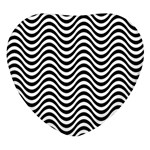 Black White Wave Pattern Wavy Water Seamless Heart Glass Fridge Magnet (4 pack)