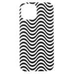 Black White Wave Pattern Wavy Water Seamless iPhone 15 Black UV Print PC Hardshell Case