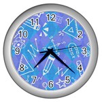 Background Abstract Texture Pattern Wall Clock (Silver)