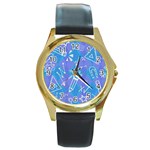 Background Abstract Texture Pattern Round Gold Metal Watch