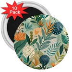 Leaves Pattern Flora Nature 3  Magnets (10 pack) 