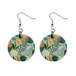 Leaves Pattern Flora Nature Mini Button Earrings