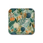 Leaves Pattern Flora Nature Rubber Coaster (Square)