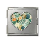 Leaves Pattern Flora Nature Mega Link Heart Italian Charm (18mm)