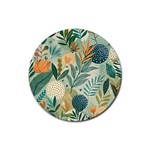 Leaves Pattern Flora Nature Rubber Coaster (Round)