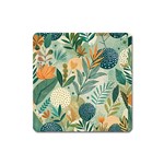 Leaves Pattern Flora Nature Square Magnet