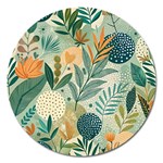 Leaves Pattern Flora Nature Magnet 5  (Round)