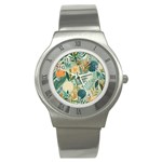 Leaves Pattern Flora Nature Stainless Steel Watch