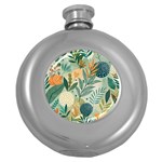 Leaves Pattern Flora Nature Round Hip Flask (5 oz)