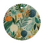 Leaves Pattern Flora Nature Round Ornament (Two Sides)