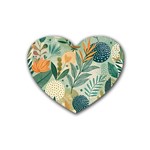 Leaves Pattern Flora Nature Rubber Coaster (Heart)