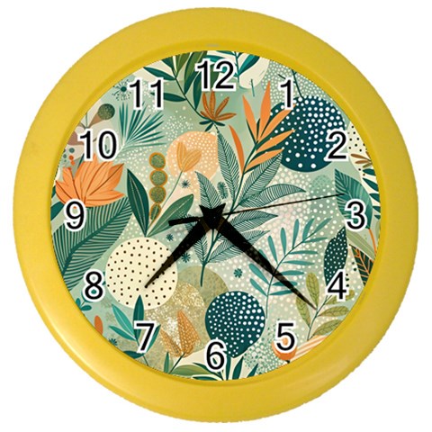 Leaves Pattern Flora Nature Color Wall Clock from ArtsNow.com Front