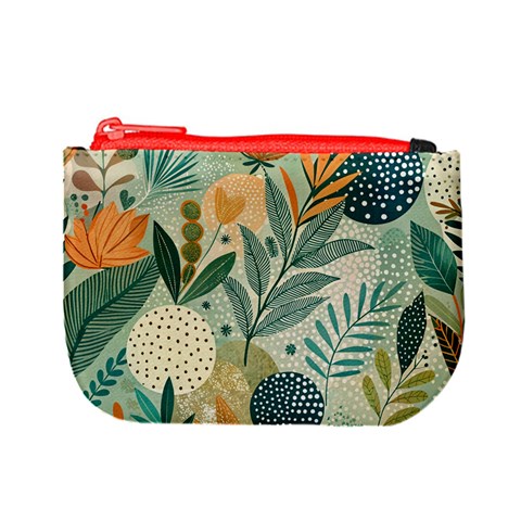 Leaves Pattern Flora Nature Mini Coin Purse from ArtsNow.com Front