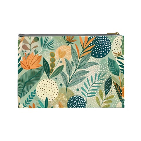 Leaves Pattern Flora Nature Cosmetic Bag (Large) from ArtsNow.com Back