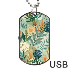 Leaves Pattern Flora Nature Dog Tag USB Flash (Two Sides) from ArtsNow.com Front