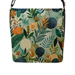 Leaves Pattern Flora Nature Flap Closure Messenger Bag (L)