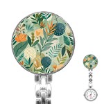 Leaves Pattern Flora Nature Stainless Steel Nurses Watch