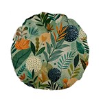 Leaves Pattern Flora Nature Standard 15  Premium Flano Round Cushions