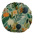 Leaves Pattern Flora Nature Large 18  Premium Flano Round Cushions