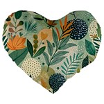 Leaves Pattern Flora Nature Large 19  Premium Flano Heart Shape Cushions