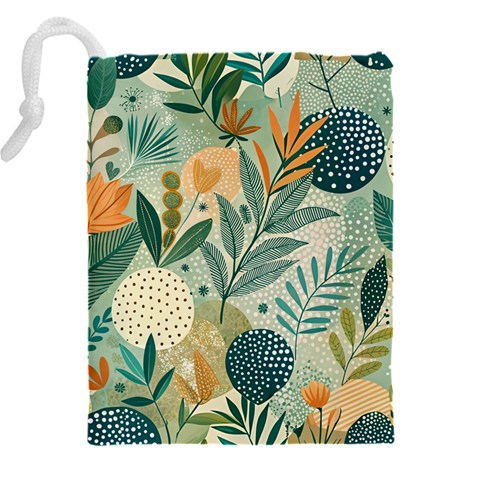 Leaves Pattern Flora Nature Drawstring Pouch (5XL) from ArtsNow.com Back