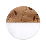 Leaves Pattern Flora Nature Classic Marble Wood Coaster (Round) 