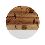 Leaves Pattern Flora Nature Marble Wood Coaster (Round)