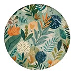 Leaves Pattern Flora Nature Round Glass Fridge Magnet (4 pack)