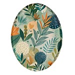 Leaves Pattern Flora Nature Oval Glass Fridge Magnet (4 pack)