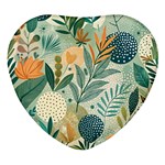 Leaves Pattern Flora Nature Heart Glass Fridge Magnet (4 pack)