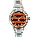 Art Pattern Design Wallpaper Round Italian Charm Watch