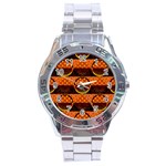 Art Pattern Design Wallpaper Stainless Steel Analogue Watch