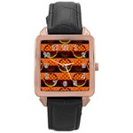 Art Pattern Design Wallpaper Rose Gold Leather Watch 