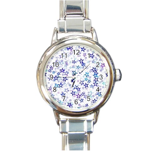 Christmas Stars Background Round Italian Charm Watch from ArtsNow.com Front