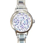 Christmas Stars Background Round Italian Charm Watch