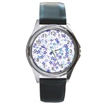 Christmas Stars Background Round Metal Watch