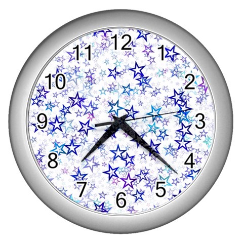 Christmas Stars Background Wall Clock (Silver) from ArtsNow.com Front